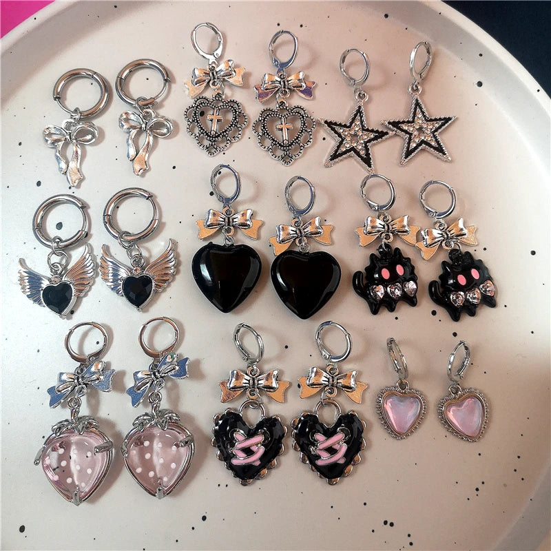 Goth Cutie Charm Hoops